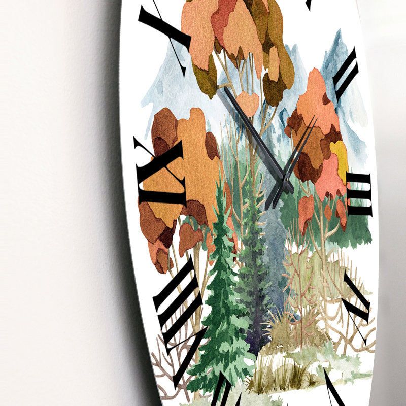 Forêt, paysage d'automne, scène de montagne - horloge murale traditionnelle, Petit