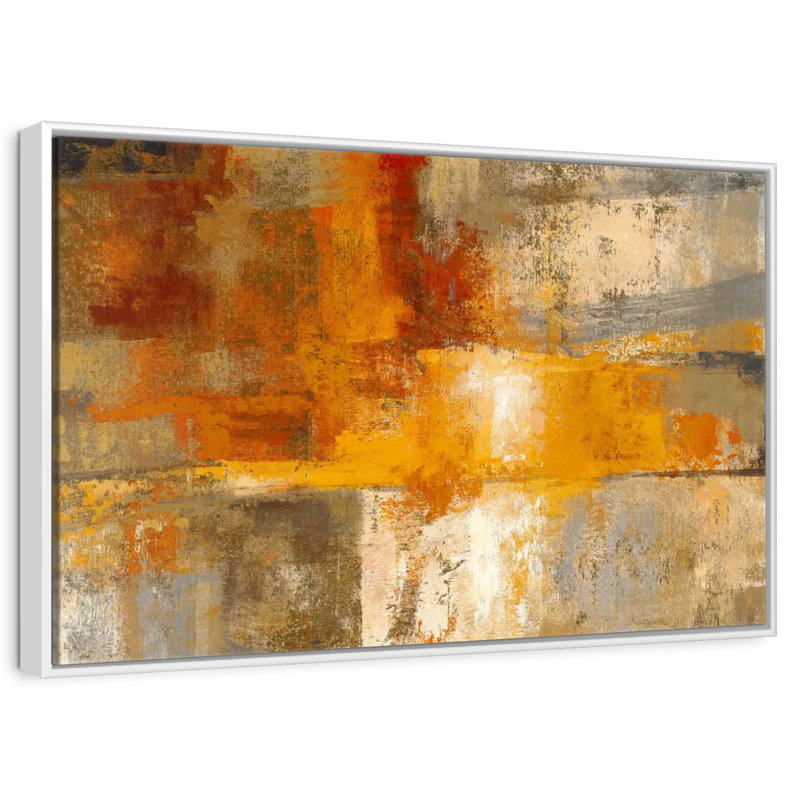 Argent et ambre, 19 po x 13 po, Cadre flottant blanc