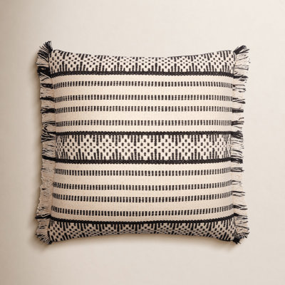 Joren Fringed Cotton Lumbar Throw Pillow