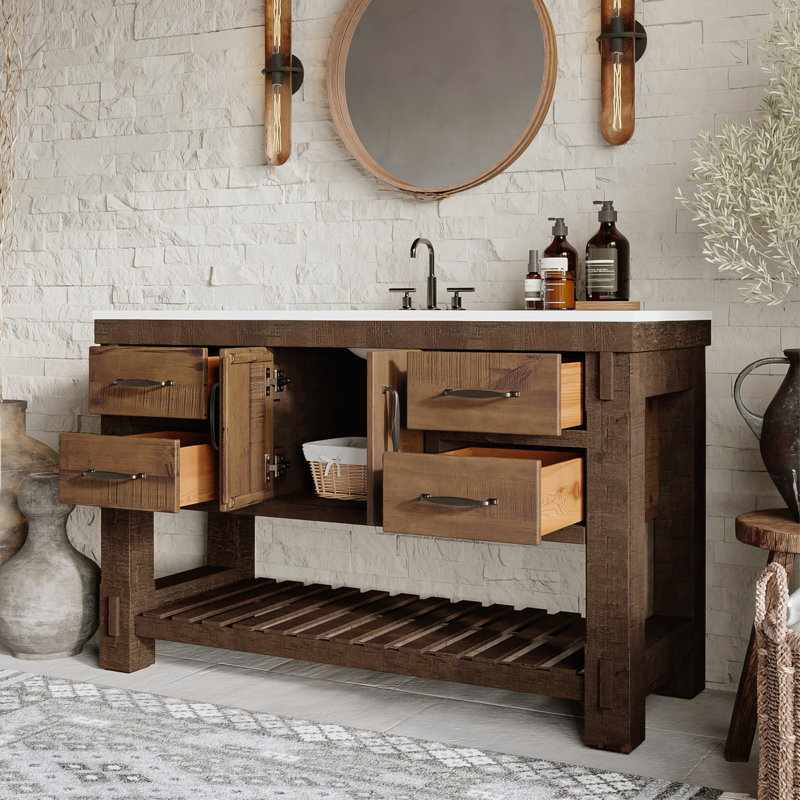 Meuble-lavabo simple 54 po avec plateau en quartz Bromley