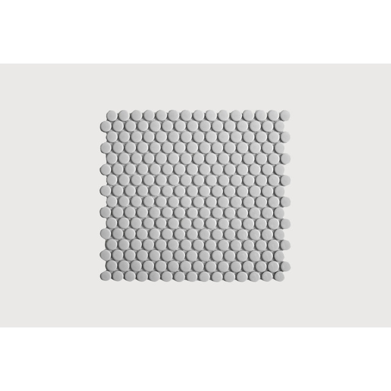 Metro Penny Round 1" Mosaic, Gray, Glossy