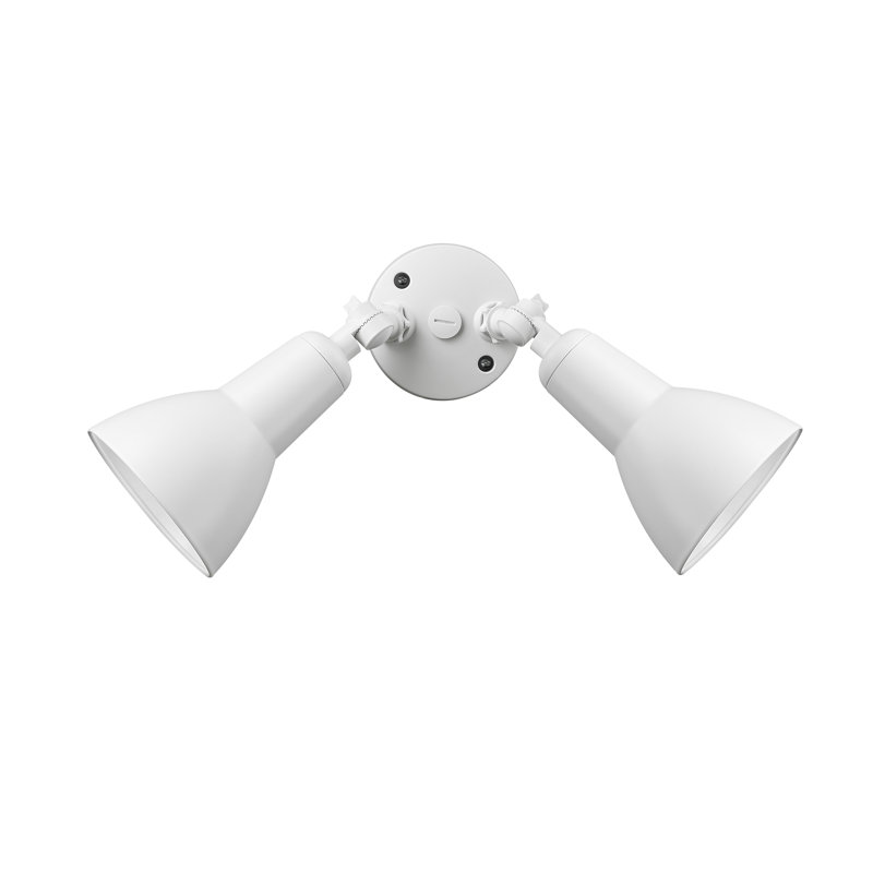 2 - Head Hardwired Outdoor Security Flood Light, Matte White