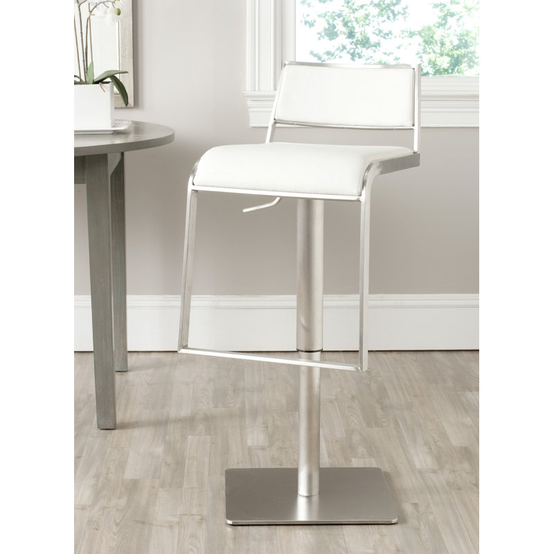 Koblick Swivel Upholstered Adjustable Height Counter Stool, White