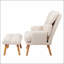 Fauteuil d'appoint confortable avec repose-pieds, fauteuil en tissu avec pieds en bois et dossier réglable pour la détente