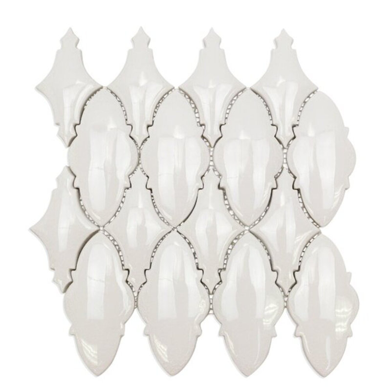 Nabi Valor 2x4 Crackled Glossy Glass Mosaic Tile, Glacier White