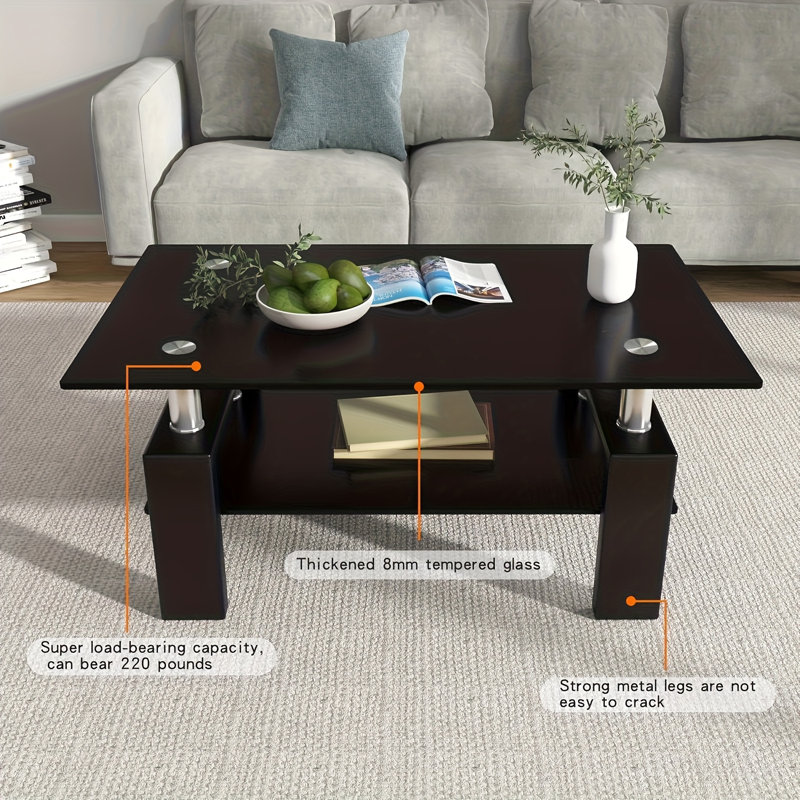 Rectangle Black Glass Coffee Table