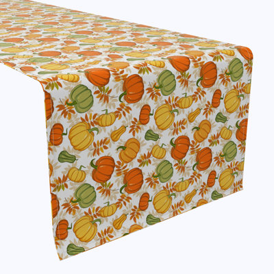 Table Runner, 100% Cotton, Bold Autumn Pumpkins