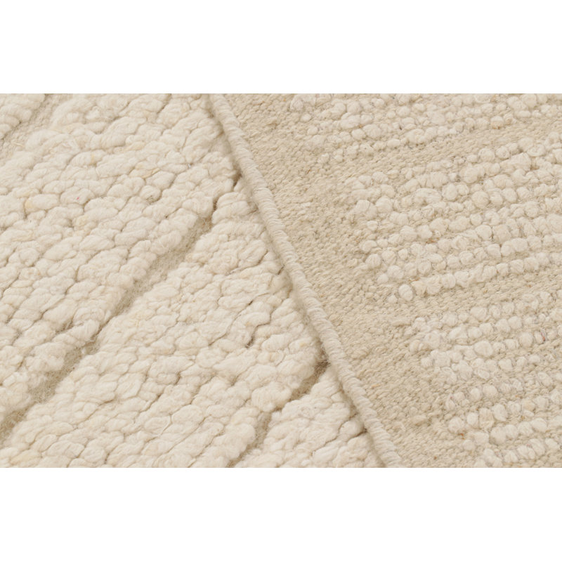 Wool Striped Area Rug in White, Rectangle 6' x 9'