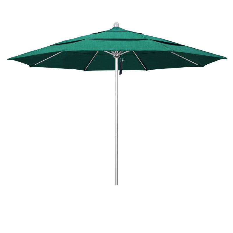 Parasol de marché 11 pi Hibo, Spectre Aztec Sunbrella® Plainweave, Argent anodisé