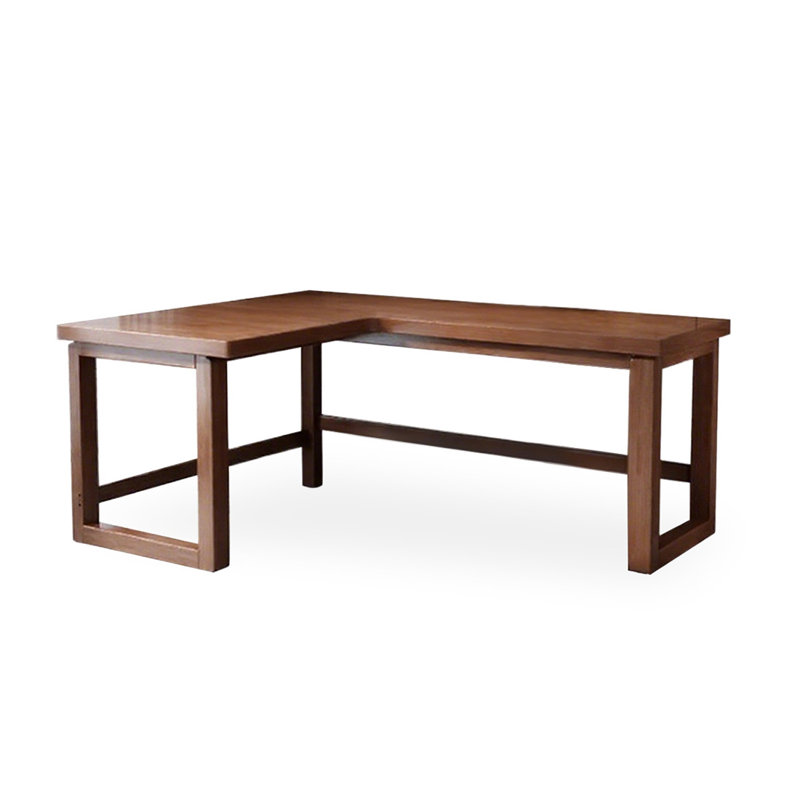 Bureau rectangulaire en bois massif brun noisette, Retour à gauche, H 29,53 po x l 62,99 po x P 39,37 po