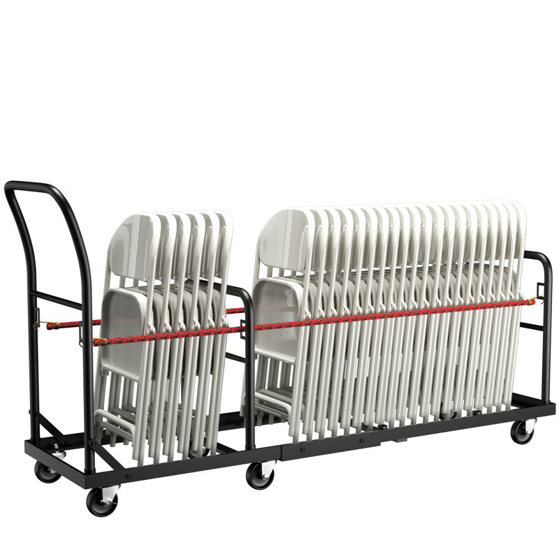 Heavy Duty Folding Chair Cart with Wheels – Rolling Storage Rack Dolly, Holds 50 Chairs, 500 LBS (77"Wx19.7"Dx40"H)
