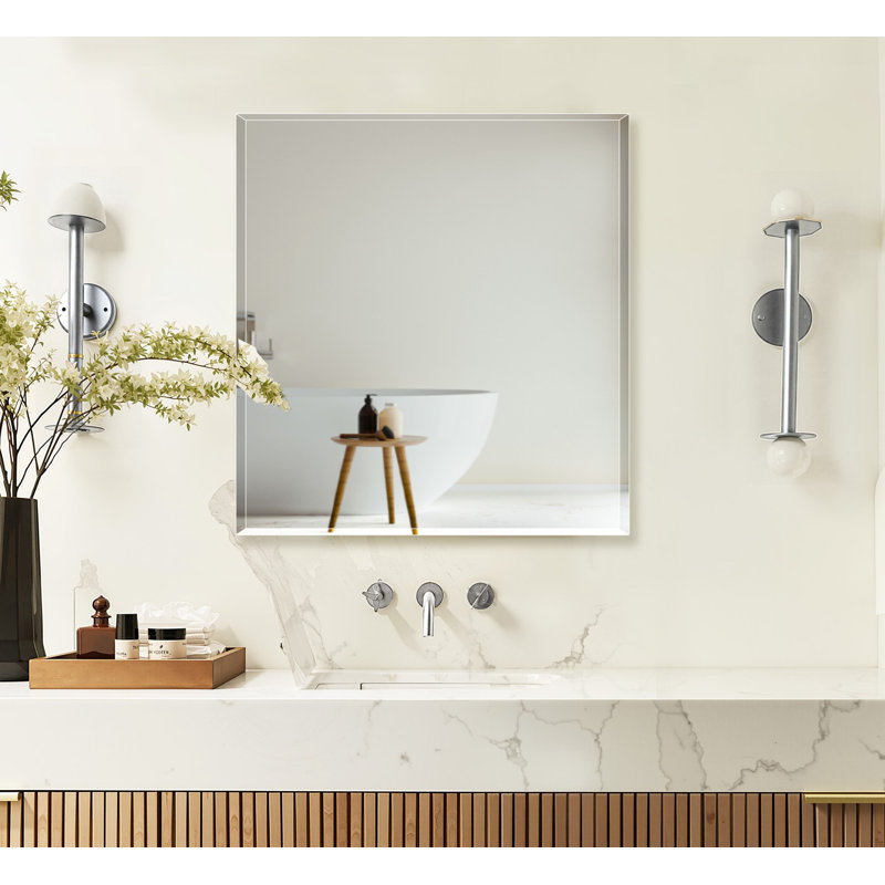 Pharmacie avec miroir biseauté sans cadre et tablettes réglables, encastré ou à fixation en surface, H 20 po x l 20 po