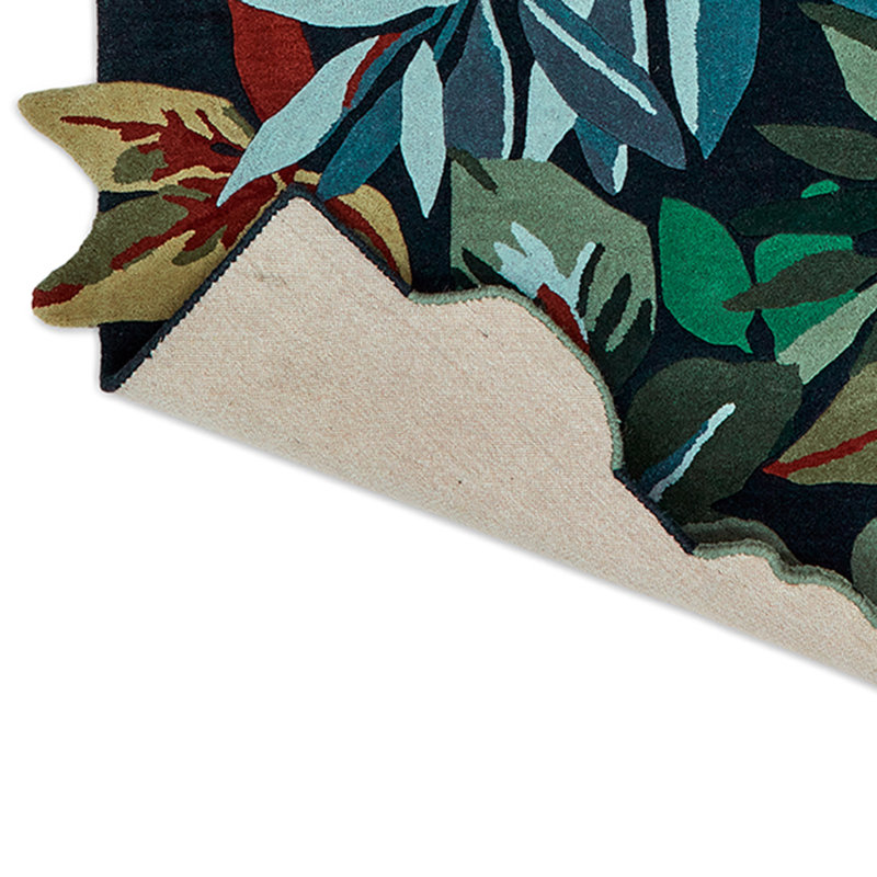 Handmade Blue Floral Wool Tufted Rectangular Rug