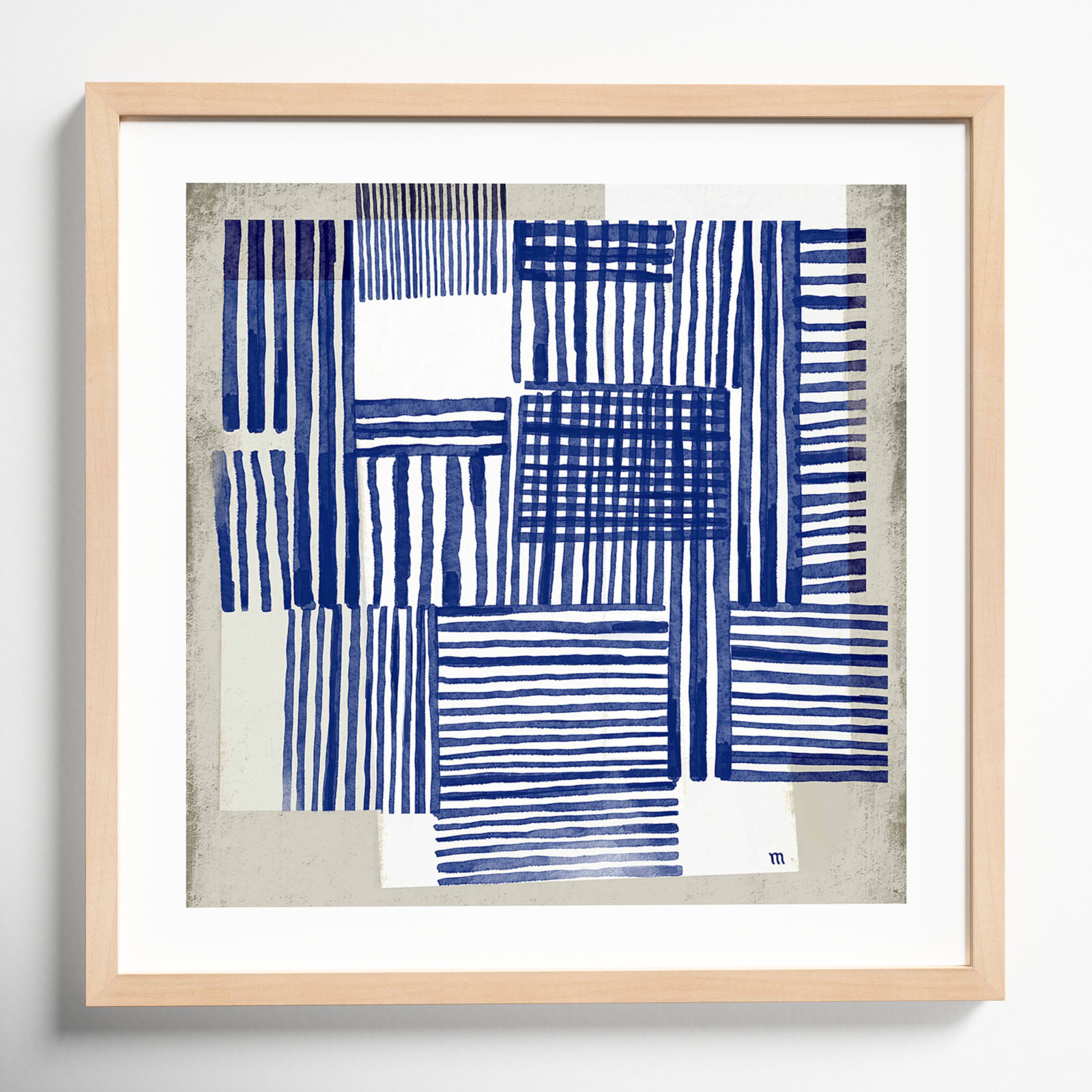 Book Shelf Painting by Marco Marella, Maple Framed, 24" H x 24" W x 1.25" D
