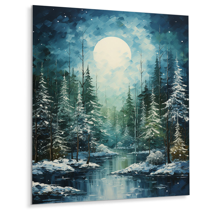 Décoration d'hiver en métal Winter Snowy Evergreen II - Paysages, H 32 po x l 24 po x P 1 po