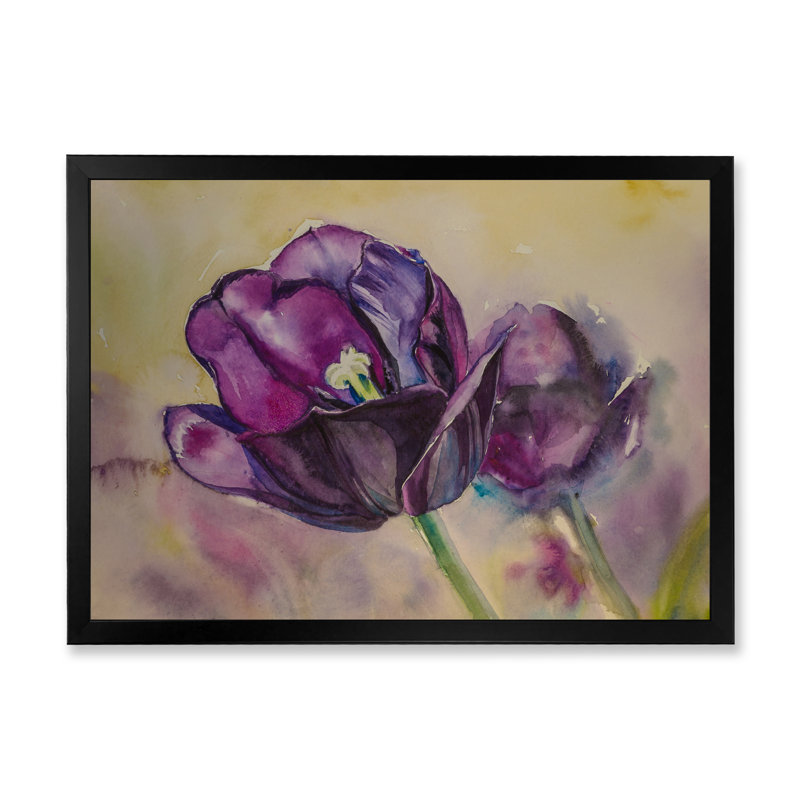 «Still Life Tulips Artwork», peinture sur toile encadrée, Cadre photo noir, H 8 po x l 12 po x P 1 po