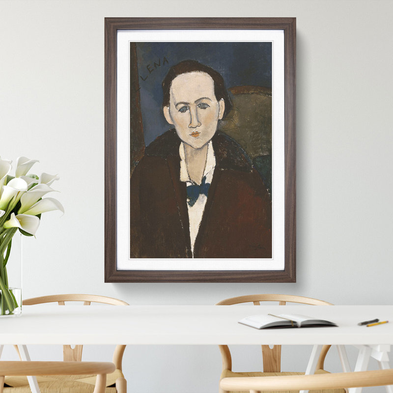 Elena Povolozky by Amedeo Modigliani - Picture Frame Painting, 36cm H x 27cm W x 2cm D, Walnut Framed