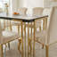 Cindy White Sintered Stone Dining Table - Luxury Gold Geometric Legs