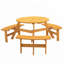 Table de pique-nique circulaire en bois pour 6 personnes avec 3 bancs intégrés, capacité de 1720 lb pour le patio et le jardin