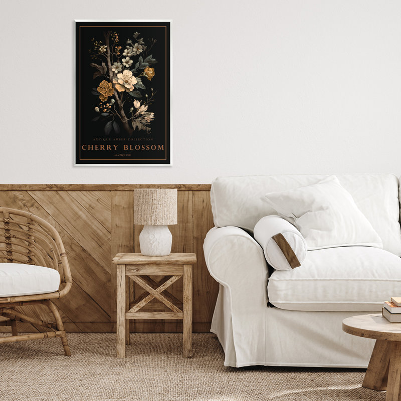 Plaque murale antique en forme de fleur de cerisier, design par Chris Giampietro, H 19 po x l 13 po