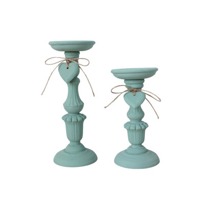 Porte-bougie en bois tourné Heart Charm