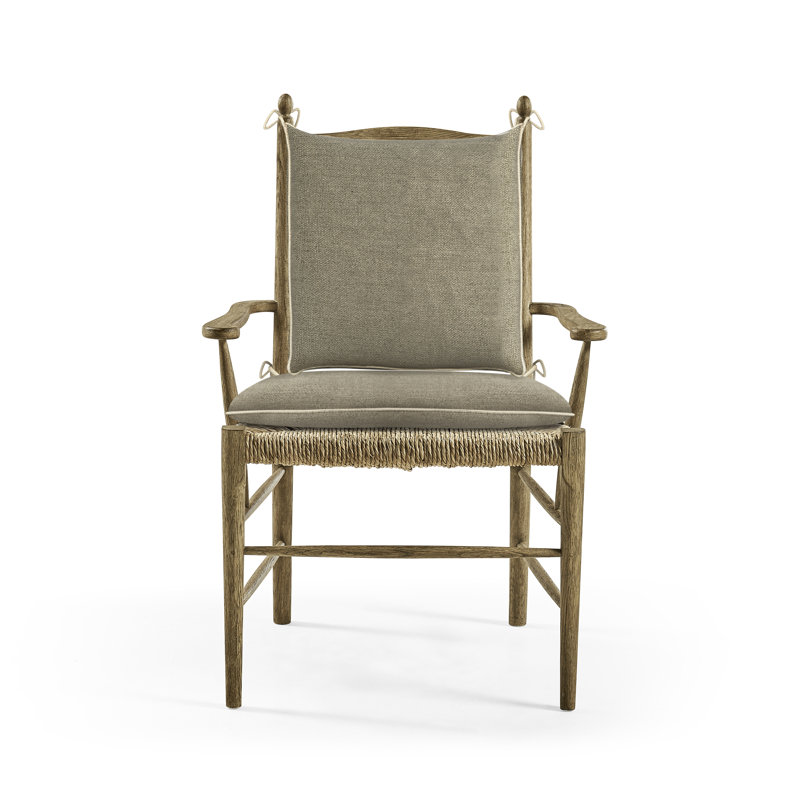 Chaise avec accoudoirs en bois massif Doppler, Châtaignier rayé brun