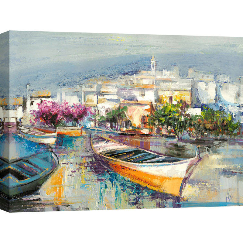 Mediterranean Village by Luigi Florio - Wrapped Canvas Painting, 70cm H x 100cm W x 4cm D