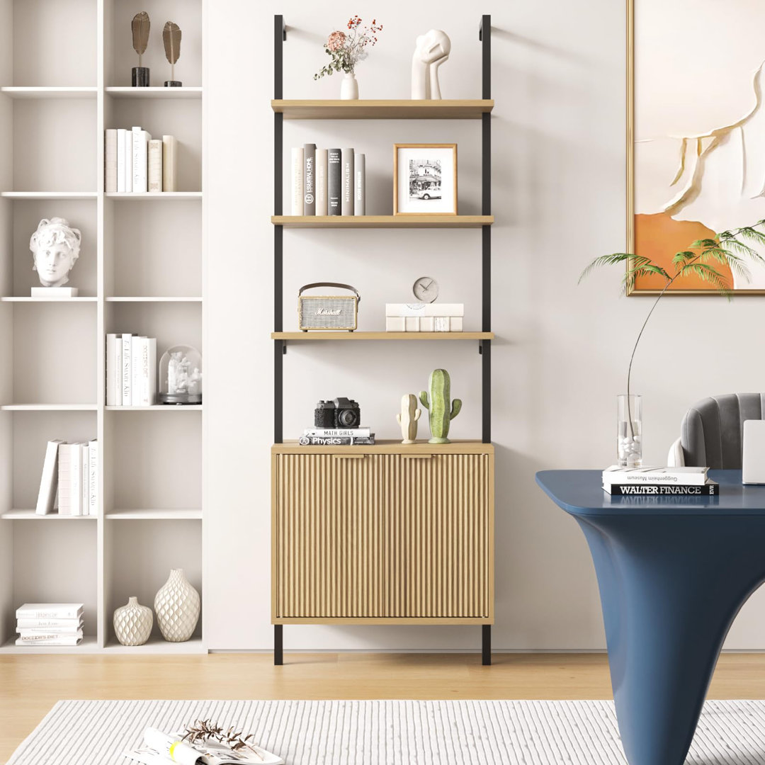 Tesse Unfinished Ladder Storage Bookcase Mercer41 