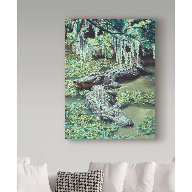 Rusty Rust Green and Brown Alligator Canvas Art