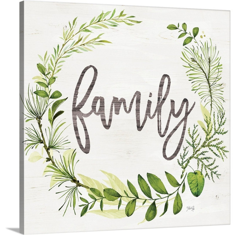 Reproduction d’art textuel sur toile, "Family verdure wreath" par Marla Rae, Toile tendue, H 16 po x l 16 po x P 1,25 po