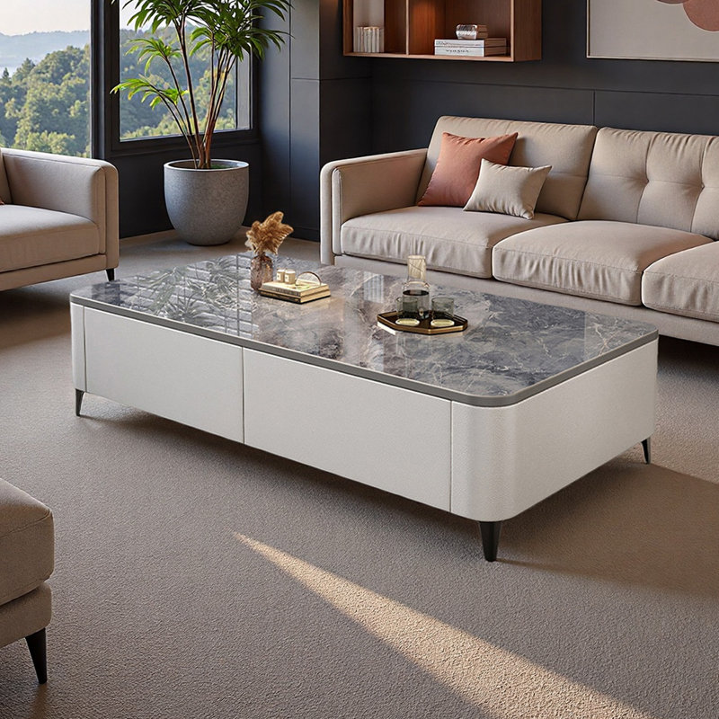 Table basse Modern Luxury, Blanc, 15.35" H x 47.24" L x 23.62" W, Gris