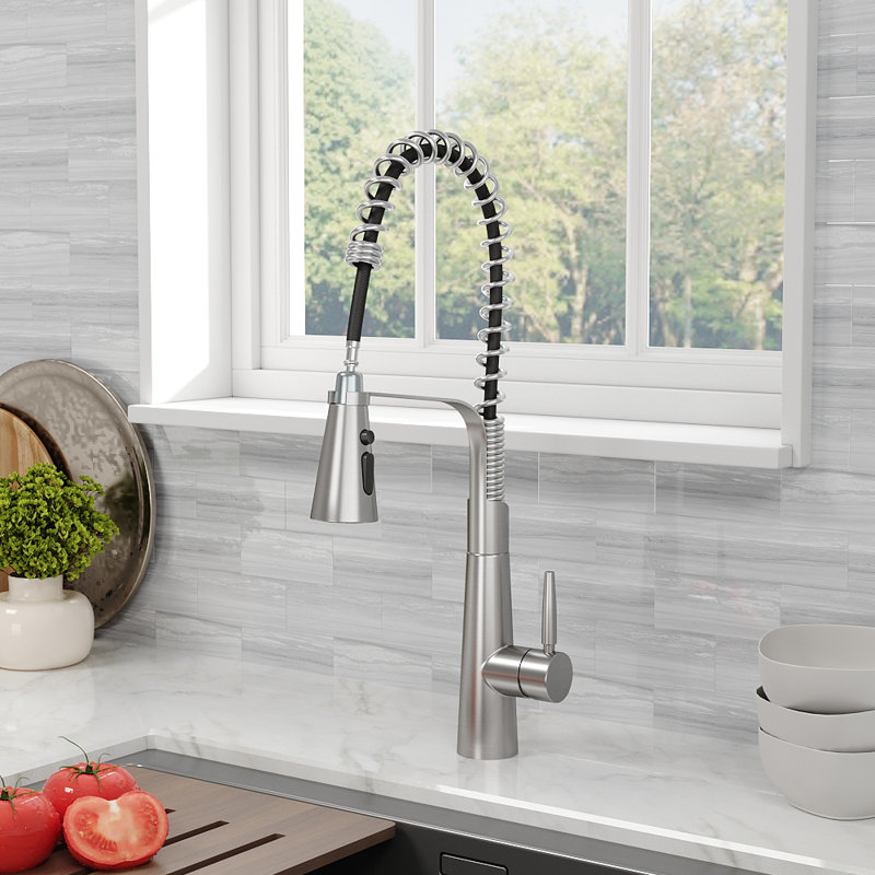 Belfry Kitchen Dunfee Pull Out Kitchen Faucet, Chrome
