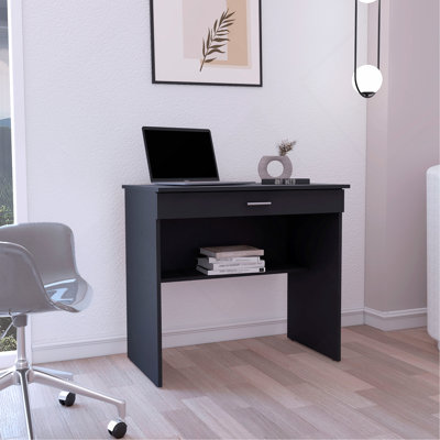 Bureau d'écriture 80 C, poste de travail compact avec tiroir et tablette inférieure
