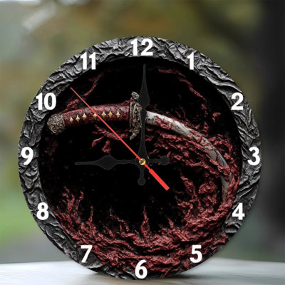 Clock Face With Sword And Red Texture
