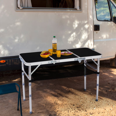 3 FT. Black Patio Aluminium Folding Table With Mesh Storage Bag