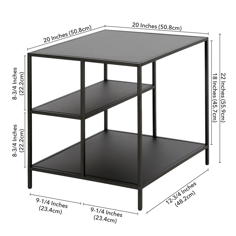 Winthrop Side Table with Storage, Blackened Bronze