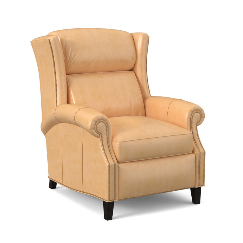 Broderick Recliner, #9 French Natural, Aline Light Gray Stonewash Genuine Leather, Plantation