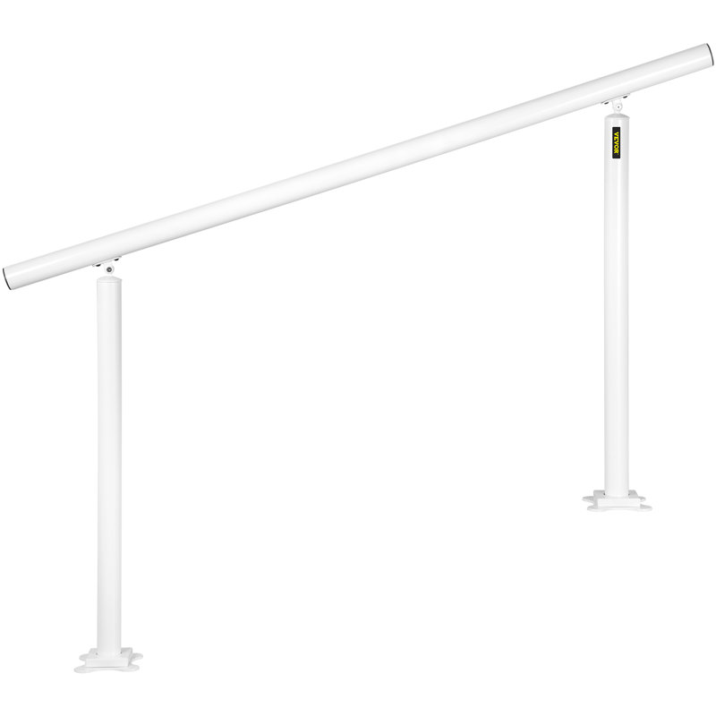 White Aluminum Adjustable Outdoor Stair Handrail for 0-5 Steps