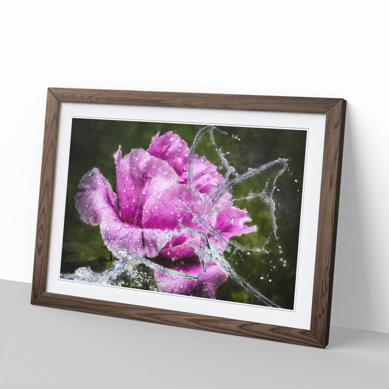 Purple Peony Flower Vol.2 - Framed Print, 27cm H x 36cm W x 2cm D, Walnut Framed