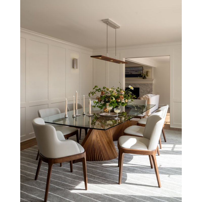 Vix Dimmable LED Pendant, 2700K, 0.75" H x 34" W x 8" D, Oiled Walnut