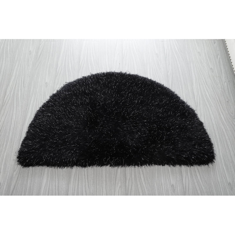 Tapis noir à longs poils Varina Collection, Nouveauté 2 pi 5 po x 4 pi 5 po