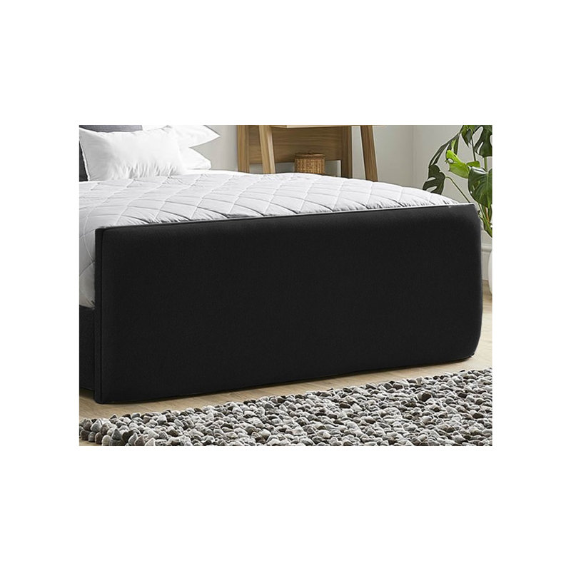 Ledley Kailua Upholstered Bed Frame - Plush Velvet with Headboard and Sprung Slats, Black, Super King (6')