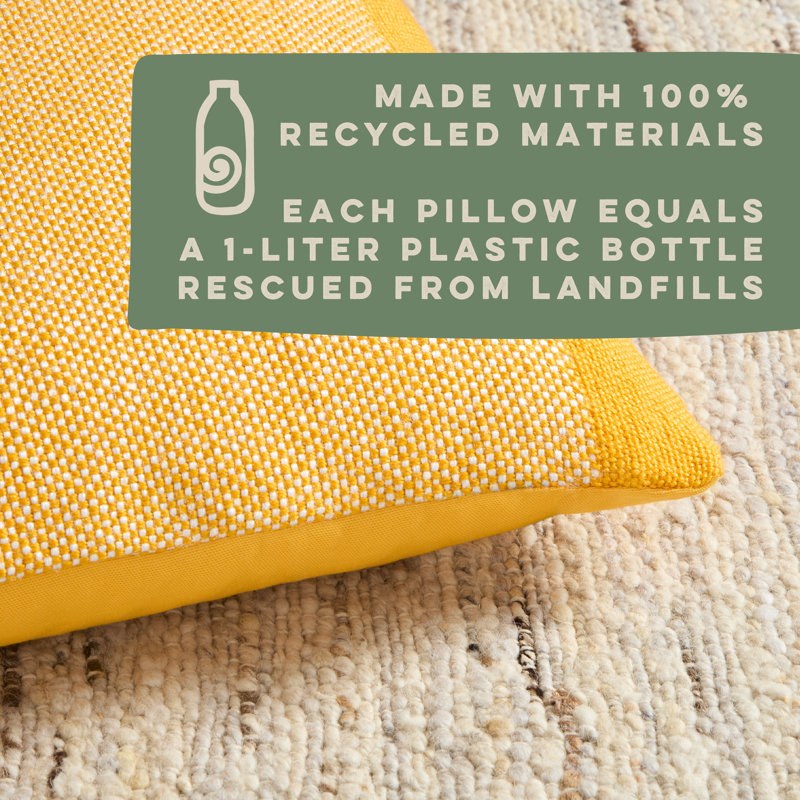Yellow and Ivory Recycled Material Indoor/Outdoor Pillow