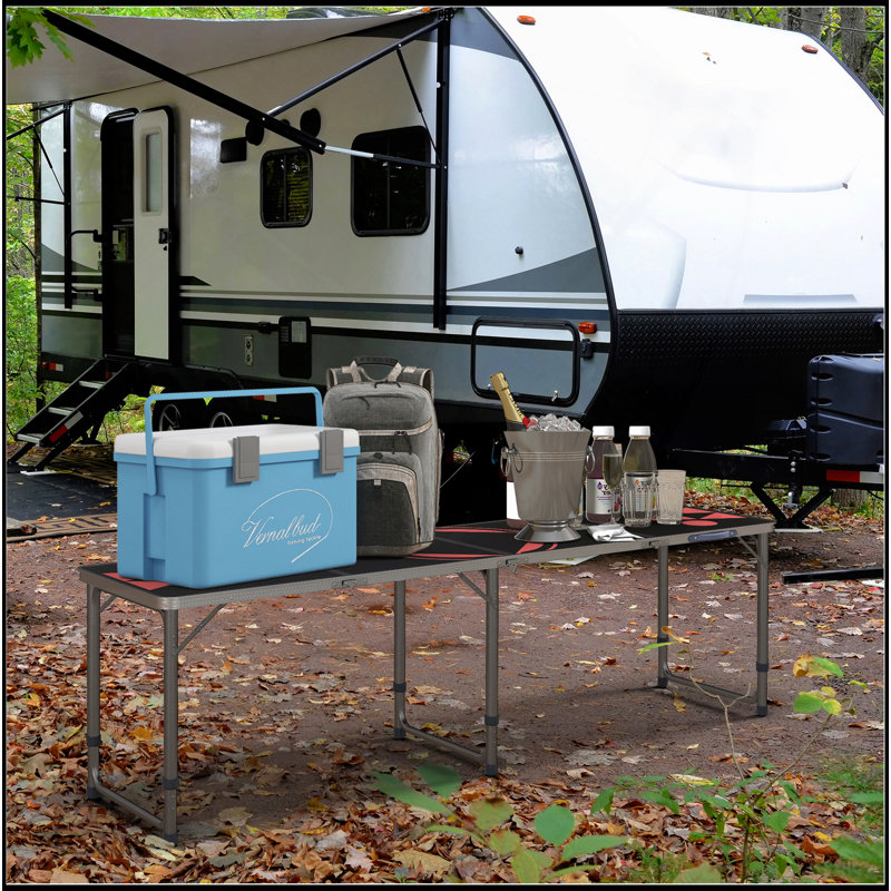Table à bière portative de 8 pieds avec pieds réglables, conception pliable pour un transport facile et une utilisation extérieure polyvalente