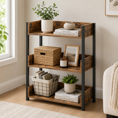 Chrystin 30“ H x 23” W Iron Etagere Bookcase 3 Shelf Open Shelf Storage Bookcase
