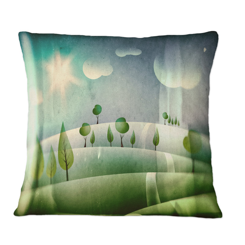 Coussin Green Fantasy Landscape, 18 po x 18 po