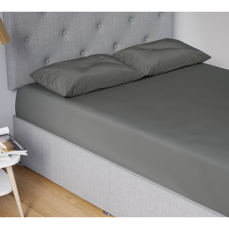 Polycotton Housewife Pillowcase Pair Soft Touch, Dark Grey