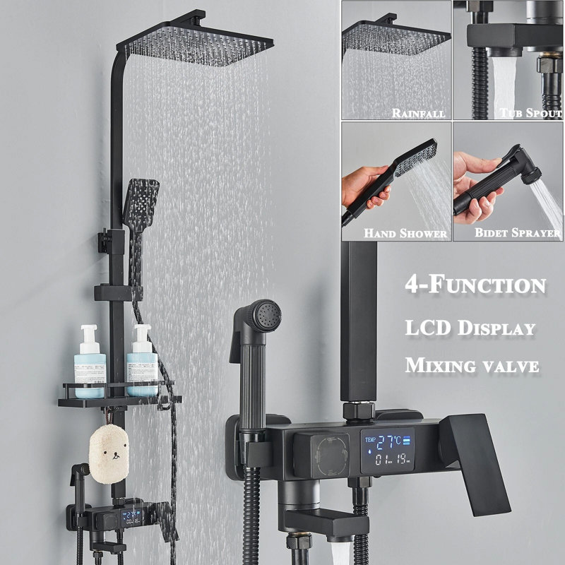 Wall Mounted Shower Faucet, Mattle Black