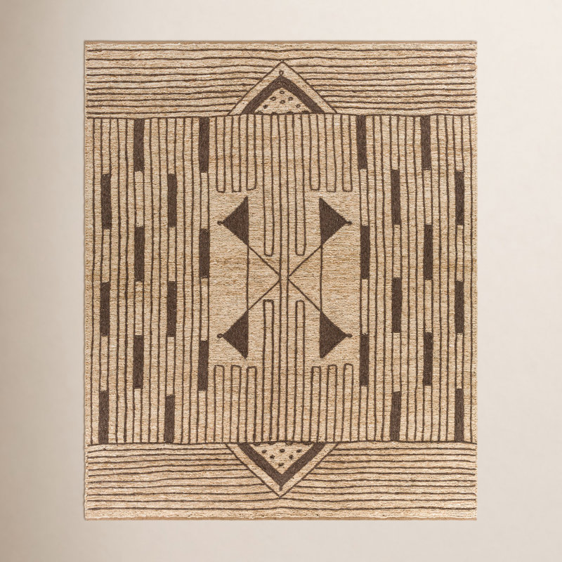 Boman Hand Knotted Southwestern Indoor Rug, Rectangle 10' x 14'