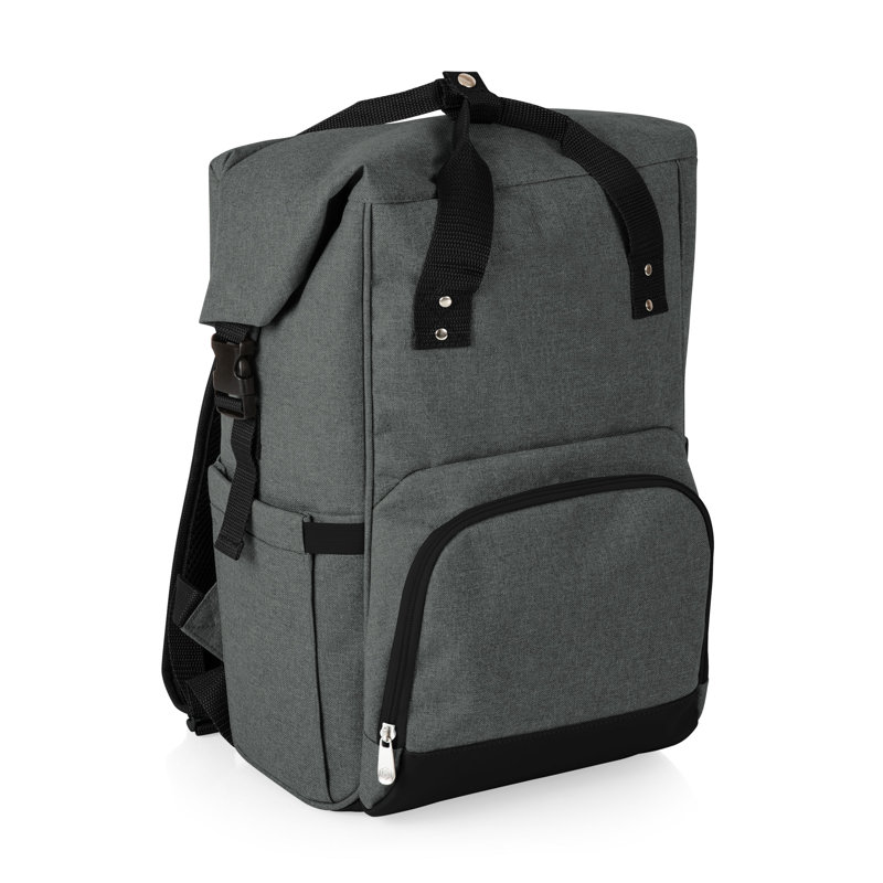 On The Go Roll-Top Backpack Cooler - Hiking Backpack Cooler, Gray/Black